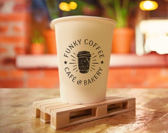 Custom rubber stamp for coffee cup - 5 ink color - Ink-self or handle stamp