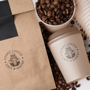 Personalized coffee sleeve stamp - 5 ink color - Ink-self or handle stamp