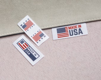 Personalized logo tags for custom clothing, foldover custom cloth tags for sizing and care instructions, sew on custom labels for apparel
