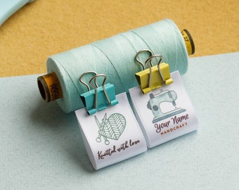 Printed labels for children's clothing with cute designs, knitting labels with custom sewing for personalized projects