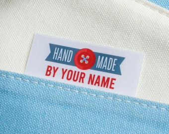 Labels for knitting projects with personalized crochet tags, foldover sewing tags for custom garment sizing information