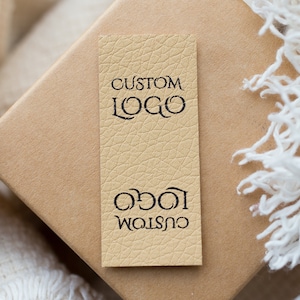 Custom Faux Leather Tags: No-Hole Clothing & Garment Labels with Printed Design image 1