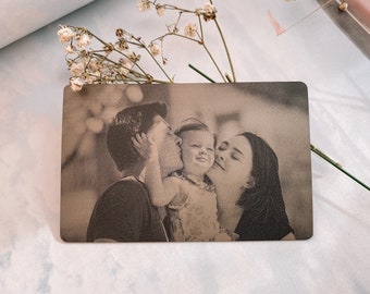 Engraved Photo Metal Wallet Insert, Wallet Photo Card, Laser Engraved Wallet Card Insert, Gift For Him, Gift for Her