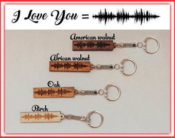 Sound Wave Keychain, Soundwave Keyring, Voicewave, Voice Wave, Music Song Art, Gift for Him, Gift for Her, Wooden Gift