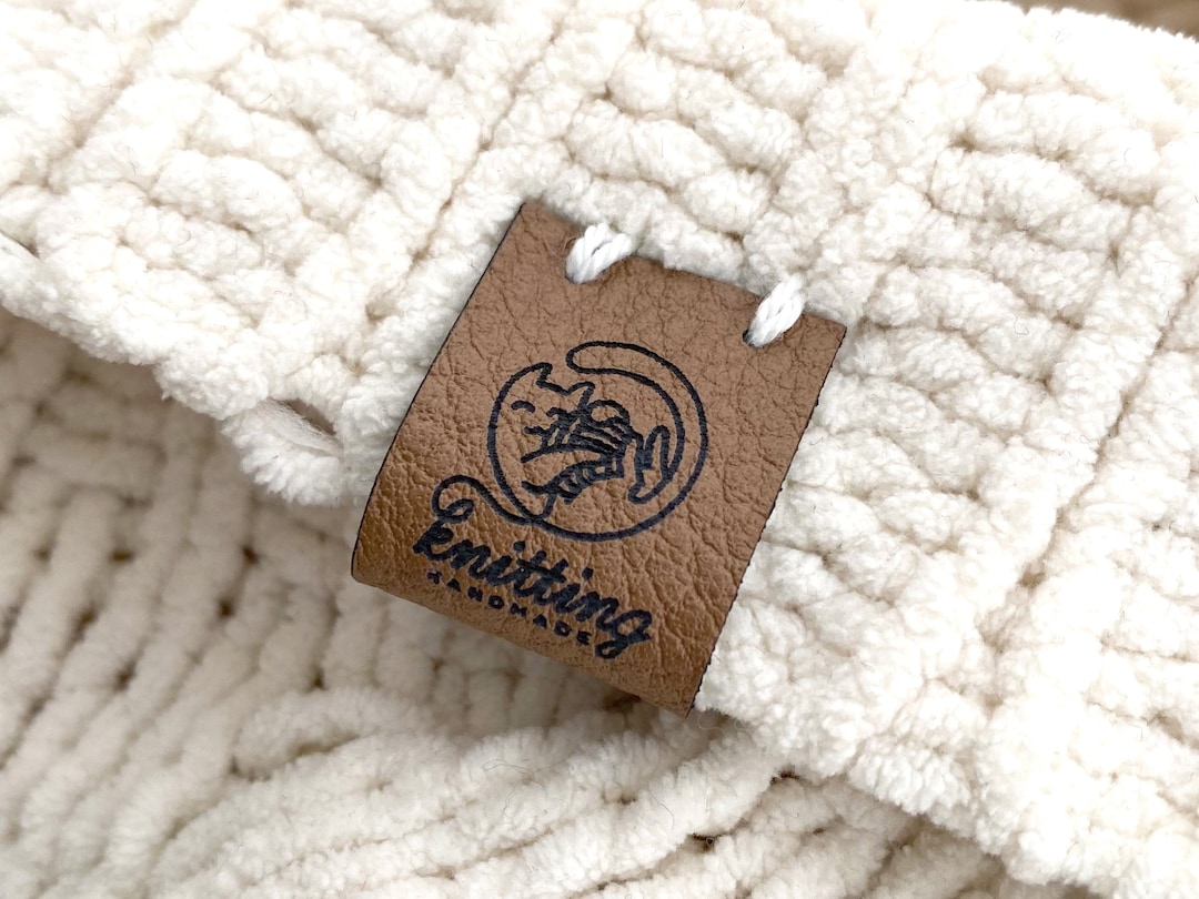  Personalized Leather Tag - Hand Made Mod. D - Knit or