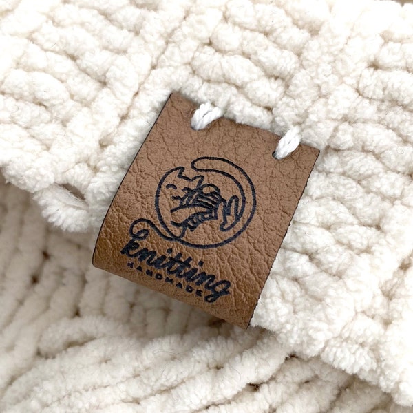 Faux Leather Tags, Knitting Tag, Label For Clothing, Leather Knitting Tag, Label Handmade, Fold Over Label Custom