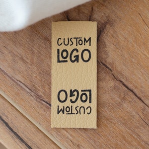 Custom Faux Leather Tags: No-Hole Garment & Clothing Labels with Printed Design