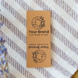 Custom Faux Leather Tags: No-Hole Clothing & Garment Labels with Printed Design image 3