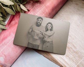 Engraved Photo Metal Wallet Insert, Wallet Photo Card, Laser Engraved Wallet Card Insert, Gift For Him, Gift for Her, Photo Card