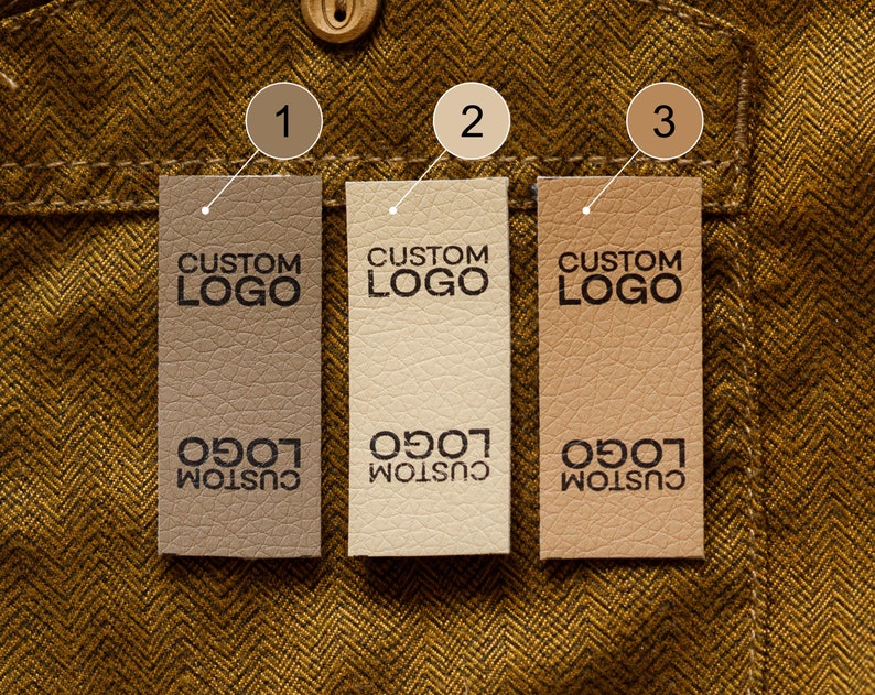 Custom Faux Leather Tags: No-Hole Clothing & Garment Labels with Printed Design image 7