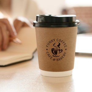 Personalised coffee cup stamp - 5 ink color - Ink-self or handle stamp