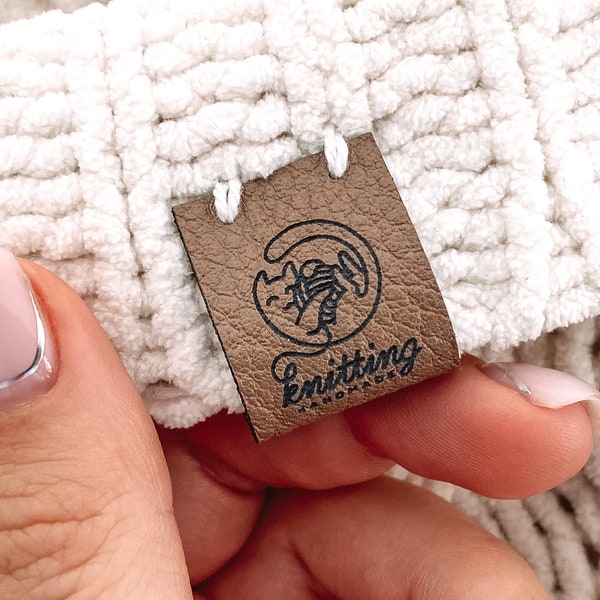 Custom leather tags for crochet, Faux leather tags, Handmade tags for knitting, Crochet labels for handmade items, Custom sewing tags