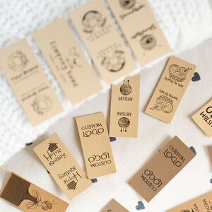 Customized faux leather clothing tags Machine washable We can use any of your designs. image 6