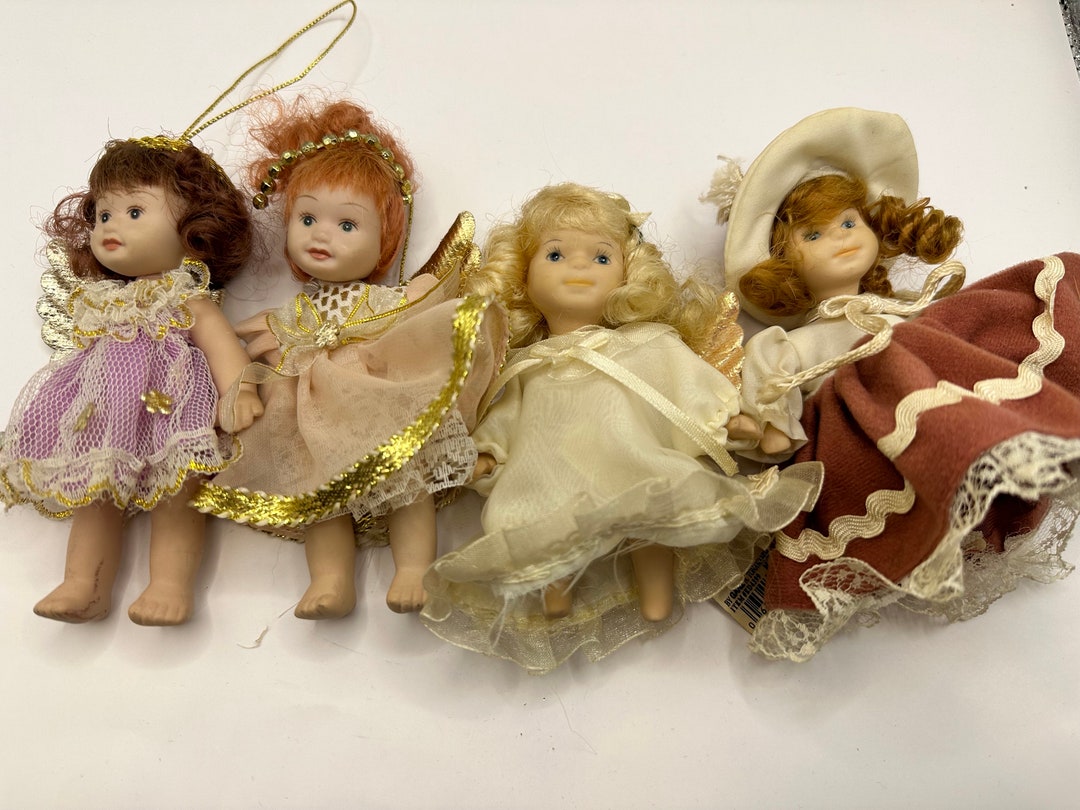 4 Little Vintage Porcelain Dolls/ Ornaments. Ganz Etsy