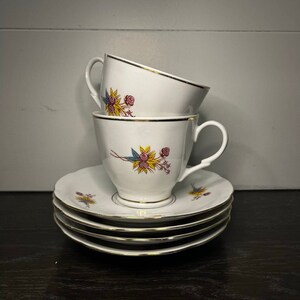 Vintage (1940&#39;s) Ćmielów Teacup & Saucer Set | Fine Bone China, Made in Poland