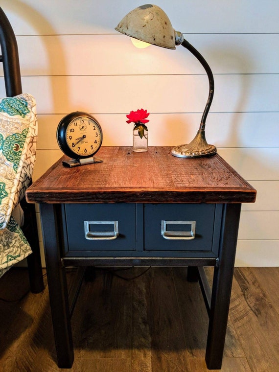 Vintage Industrial Nightstand Repurposed File Cabinet Etsy