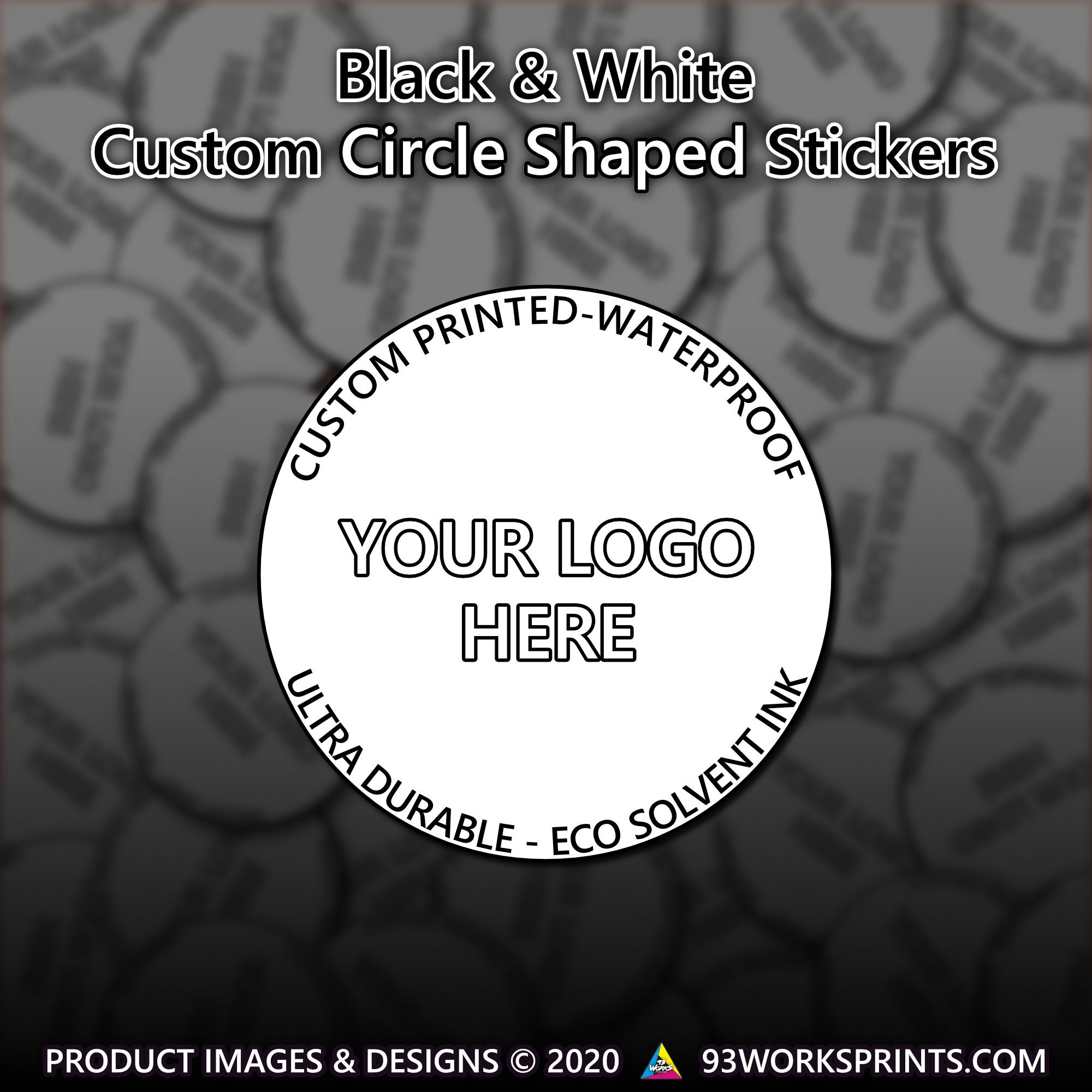 Custom Circle Labels Black and White Circle Labels Durable | Etsy