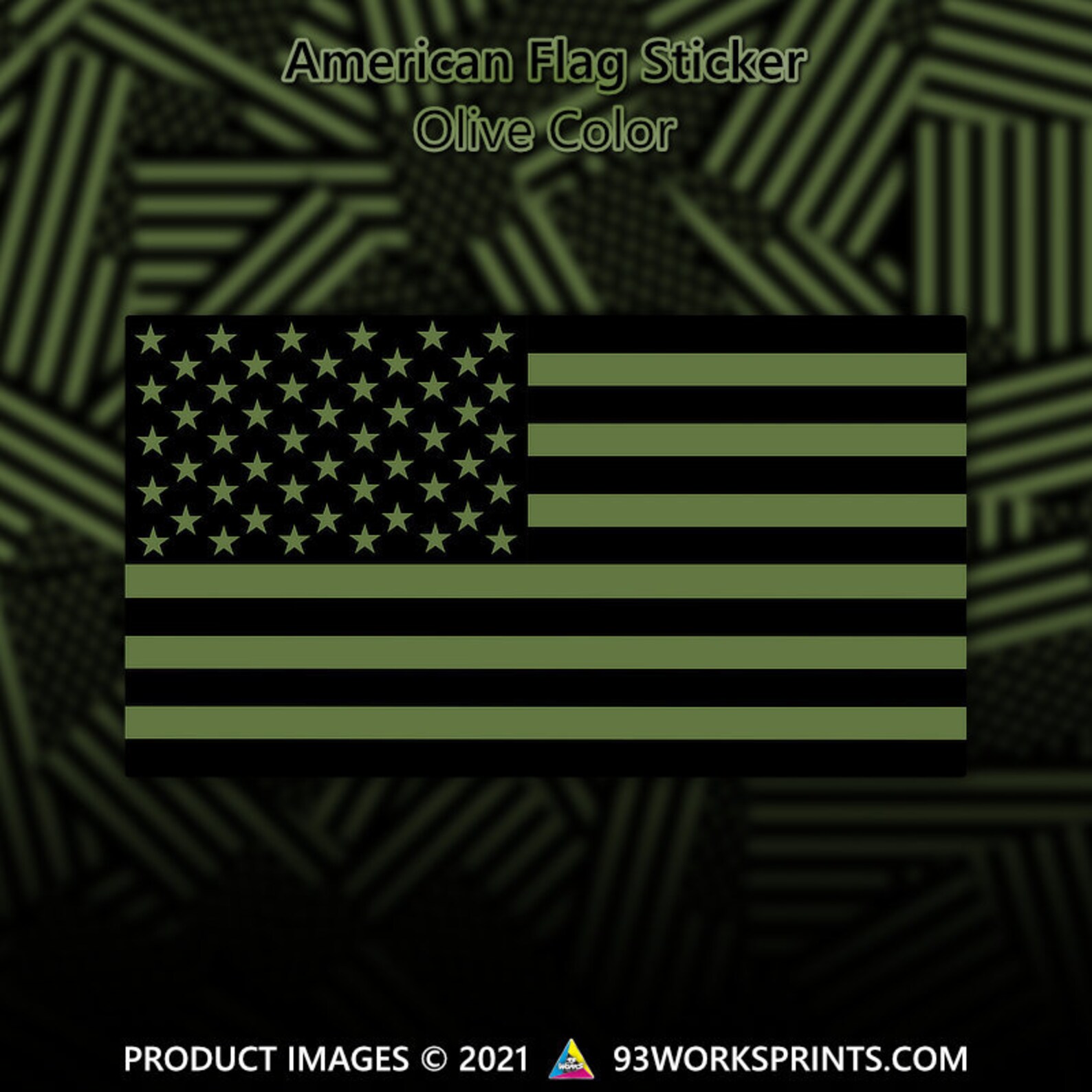 USA Flag Sticker American Flag Sticker Olive Green Version Etsy