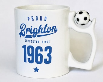 Cadeau personnalisé pour fan de Brighton, mug supporter des mouettes, cadeau d'anniversaire