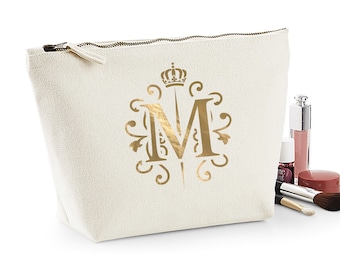 Sac accessoire lettre monogramme royal avec lettrage or, argent ou rose, cadeau d'anniversaire