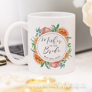 Mok moeder van de bruid: bloemen huwelijksbedankje