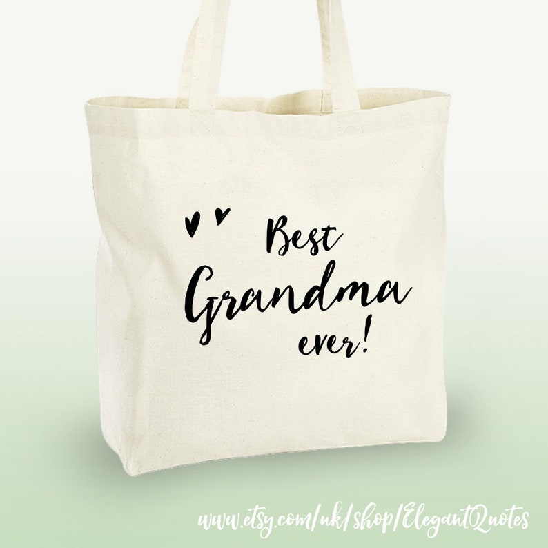 silver or black finish. 100/% cotton tote bag for grandma with gold Grandma gift