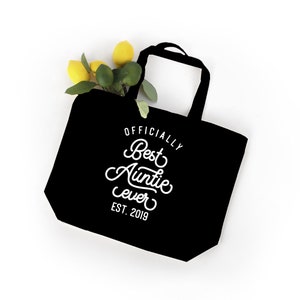 Tante Geschenk - 100% Baumwolle Einkaufstasche für Tante mit weißem oder schwarzem Finish, Geburtstagsgeschenk