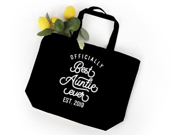 Auntie gift -  100% cotton tote bag for Auntie with white or black finish, birthday gift