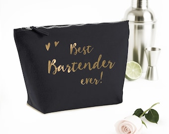 Best Bartender Make-up-Tasche: Kosmetiktasche aus Baumwoll-Canvas mit Metallic-Vinyl