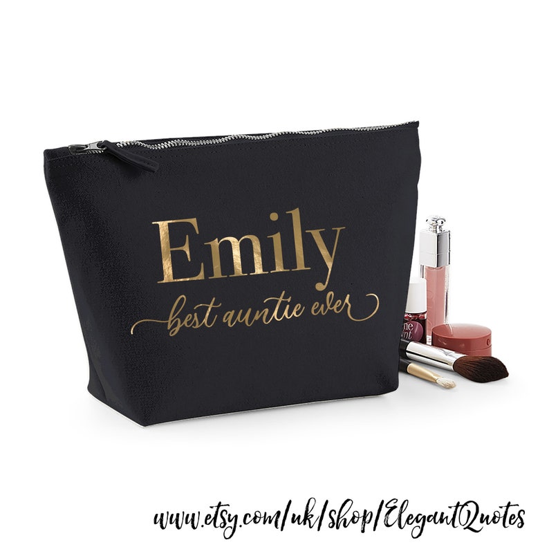 Auntie gift personalised makeup bag Black