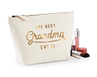 Gift for Grandma - makeup bag - canvas accessory bag with white, black, gold, silver or rose gold lettering, birthday gift