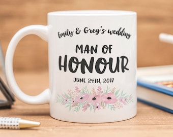 Man of honour mug, wedding favour, birthday gift