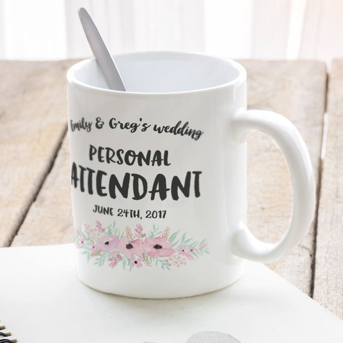 Personal Attendant Mug Beautiful Wedding Favor Birthday Etsy UK
