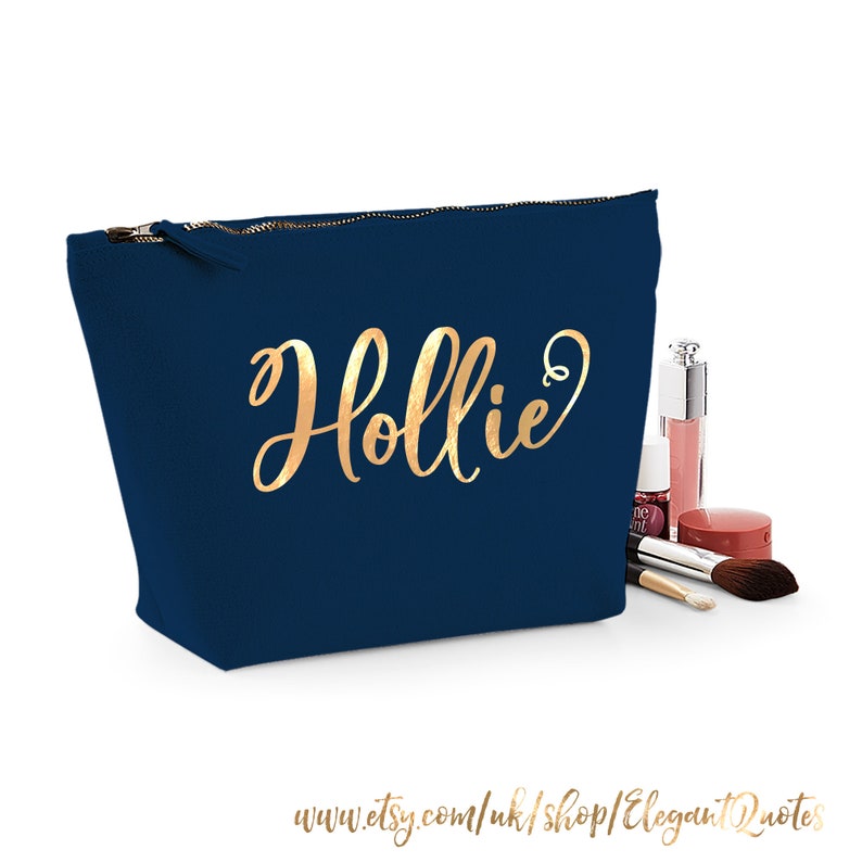 Regalo personalizado para hermanastra bolsa de maquillaje personalizada Navy