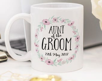 Aunt of the Groom mug, beautiful wedding favor!, birthday gift