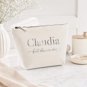Pochette per il trucco personalizzata in tela di cotone con scritta "Ballerina"