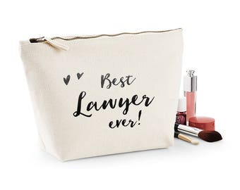 Gift for Lawyer - makeup bag - canvas accessory bag with gold, silver or pink lettering, birthday gift