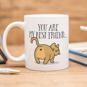 Caneca de Gato Engraçada | Caneca "Você é Meu Melhor Amigo" | Humor com Bumbum de Animal Fofo | Presente para Amantes de Gatos | Presente de Amizade Atrevido