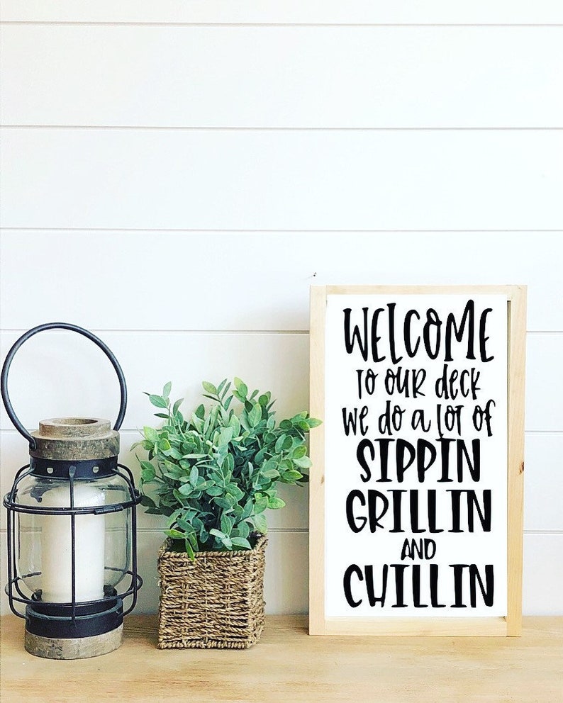 to our deck // deck sign // deck decor // sippin Etsy