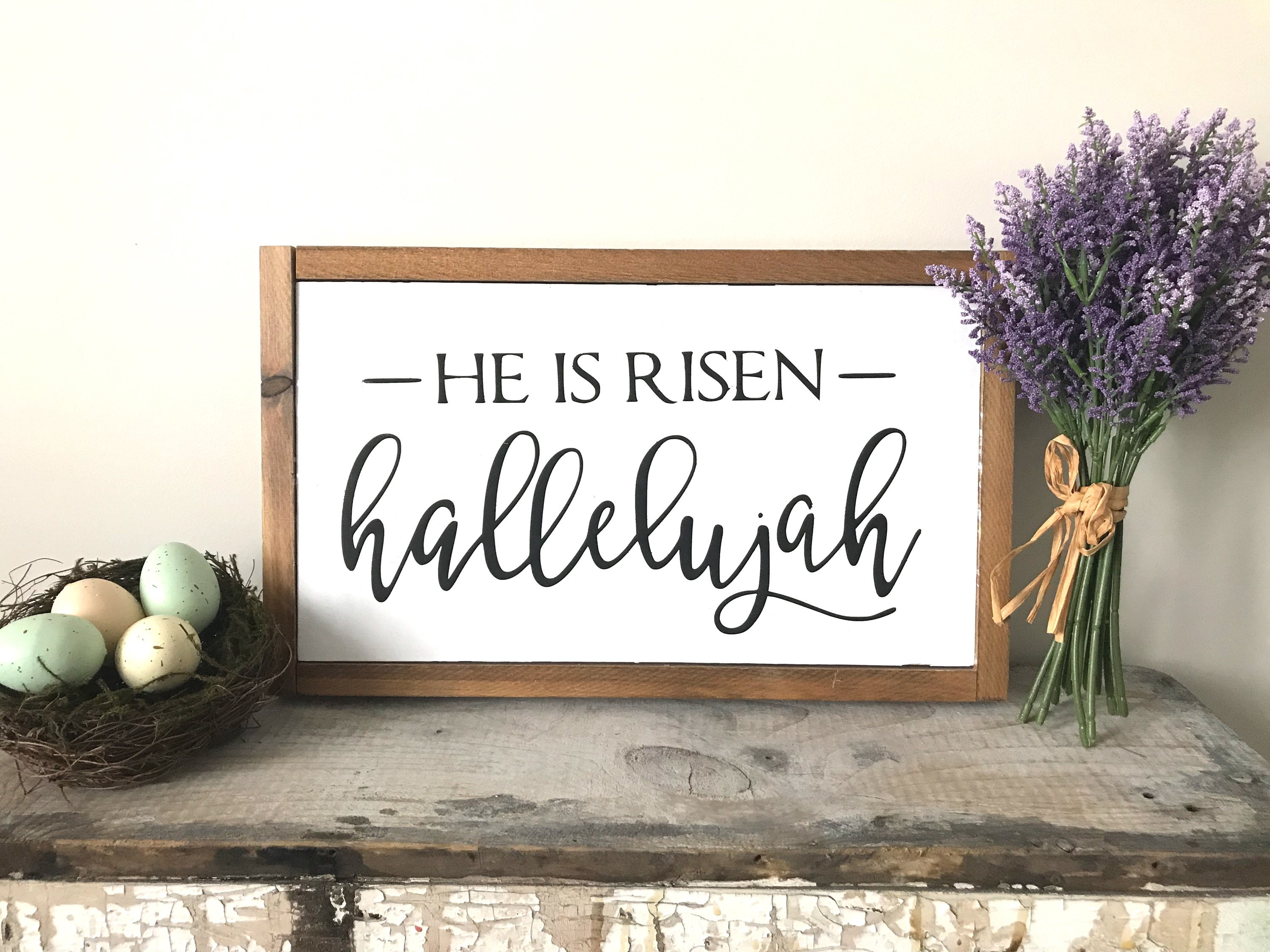 He is Risen // He is Risen Sign // Easter Decor // Easter Etsy