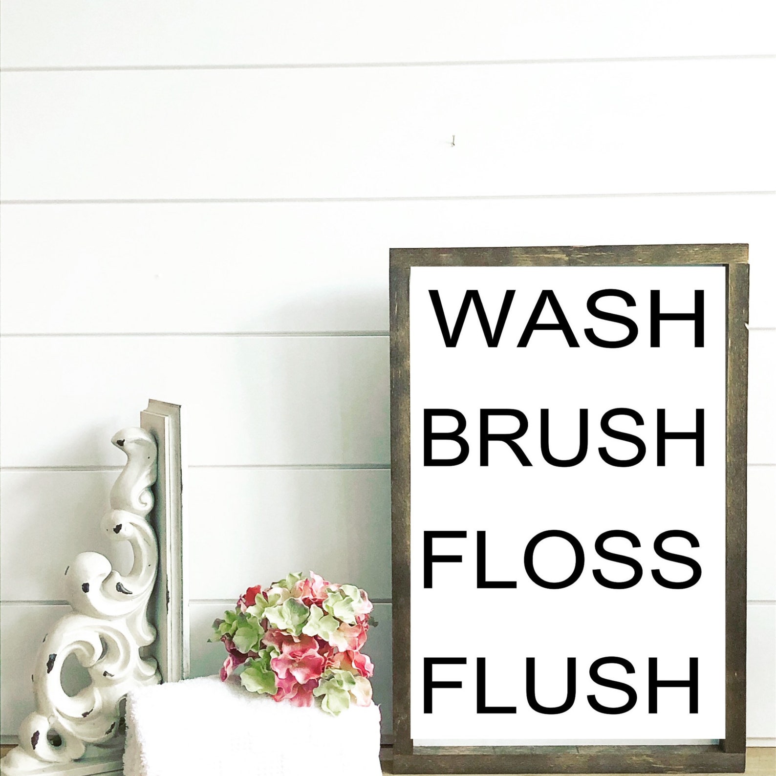 Reglas de baño // Lavado Cepillo Floss Flush // Letrero de | Etsy