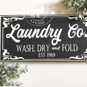 Laundry Co Sign // Wash Dry and Fold Laundry Room Decor // - Etsy
