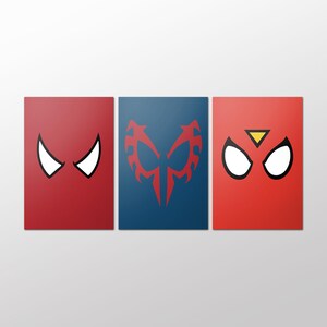Pack d'impressions d'art carte postale Spider-Verse | Lot de Qté. 3 | Designs minimalistes de super-héros Spider-Man, Spider-Man 2099 et Spider-Woman