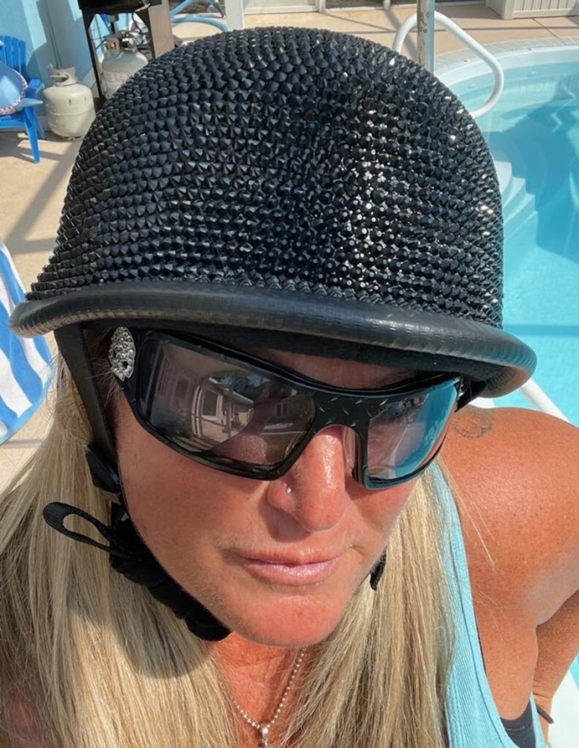 Jet Black Blinged Out German Style Motorcycle Helmet Bling | Etsy