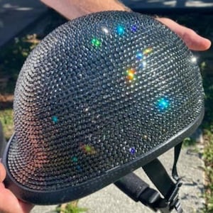 Custom Rhinestone Bling Jockey Style Motorcycle Helmet