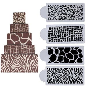 Animal Print, Zebra, Snake, Giraffe, Leopard Cake Decor Border stencils 4 pack