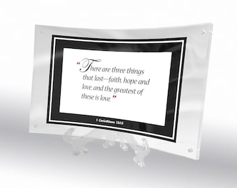 Bible Quotation in Curved Acrylic frame - 1 Corinthians