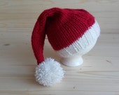 Newborn Christmas Hat, Newborn Santa Hat, Newborn Photo Props, Newborn Girl Hat, Newborn Boy Hat, Infant Hat, Knit Baby Hat, Newborn Hat