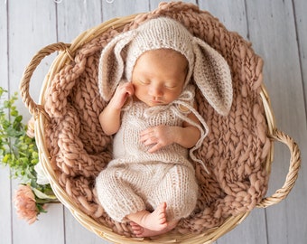 Newborn Romper Set Newborn Romper Newborn Hat Newborn Bunny Hat Newborn Photo Props Newborn Overall Newborn Bunny Newborn Outfit Baby