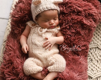 Newborn Romper Newborn Romper Newborn Hat Bear Hat Newborns Photo Props Newborn Girl Romper Newborn Bear Newborn Outfit Baby Clothes